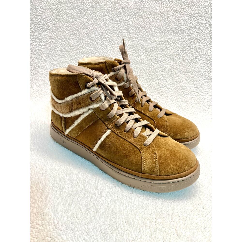 UGG Men's rare suede calf hair Cali Sneaker High II SpillSeam,Caramel size 9.5